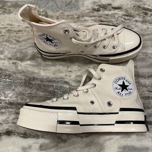 Converse Cream High-Top Platform Shoes